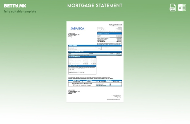 модерен стил Португалија Abanca хипотека изјава во Word и PDF формат шаблон